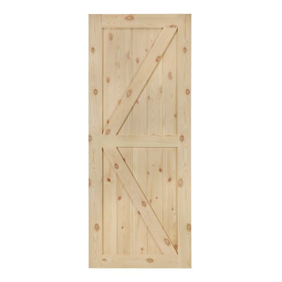 Porte de grange de style K en pin, 33" x 84"