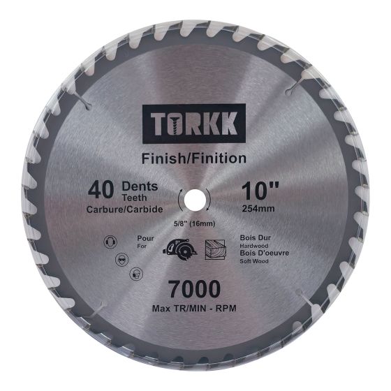 Lame de scie circulaire au carbure, 10", 40 dents