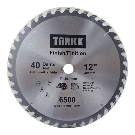 Lame de scie circulaire au carbure, 12", 40 dents