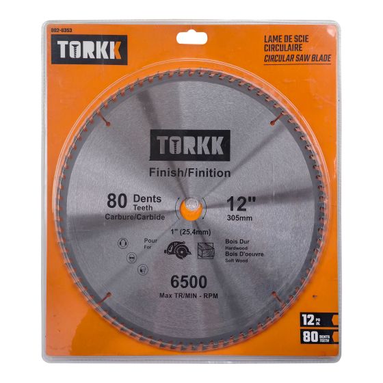 Lame de scie circulaire au carbure, 12", 80 dents