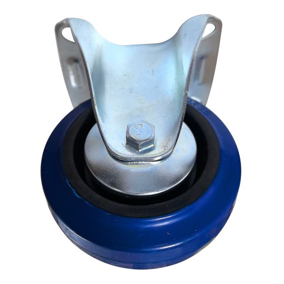 Rigid Caster - Rubber - 4" - 150kg Load Capacity - Blue