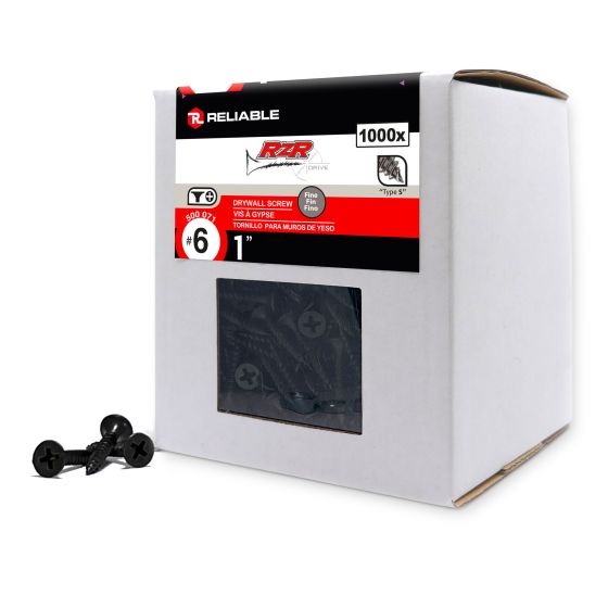 Screws For Drywall - Fine Thread - Type S - #6 x 1" - 1000/Pkg