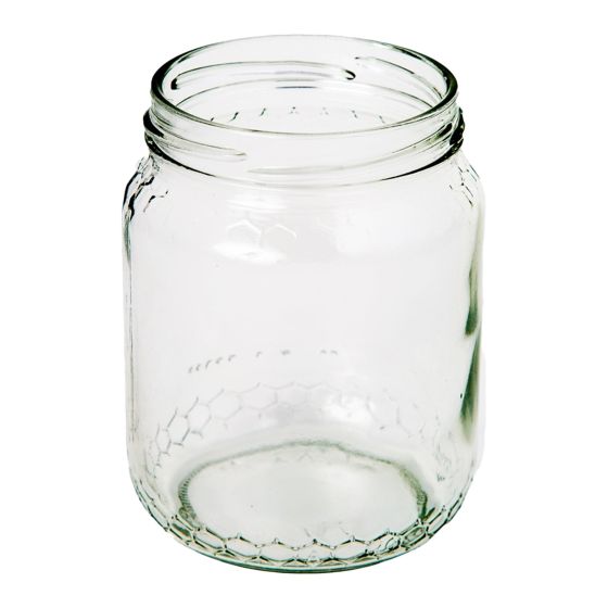 Embossed Honey Glass Jars - 70 mm TW - 12 x 380 ml