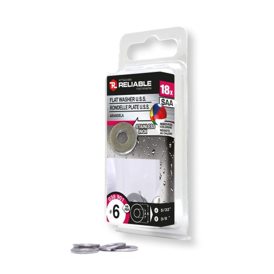 USS Flat Washers - #6 - Zinc-Plated - 18/Pkg