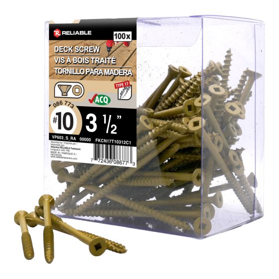 Treated Wood Screws - #10 x 3 1/2" - Type 17 - Tan - 100/Pkg