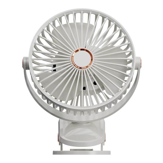 USB Clip Fan - 6" - 6-Speed - Rechargeable - White