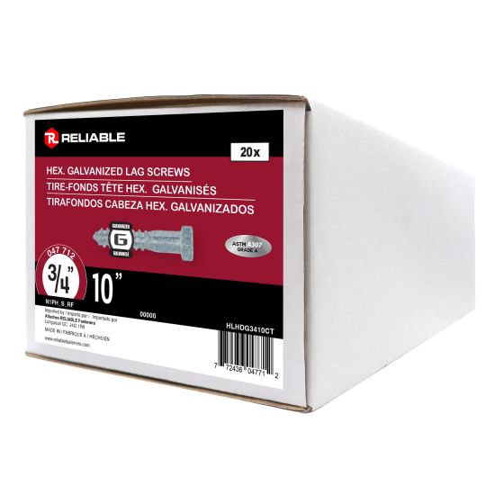 Lag Bolts - 3/4" x 10" - Galvanized - 20/Pkg