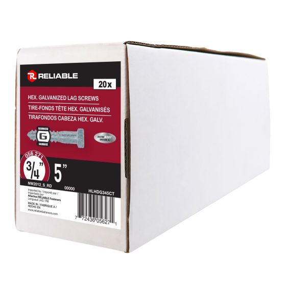 Lag Bolts - 3/4" x 5" - Galvanized - 20/Pkg