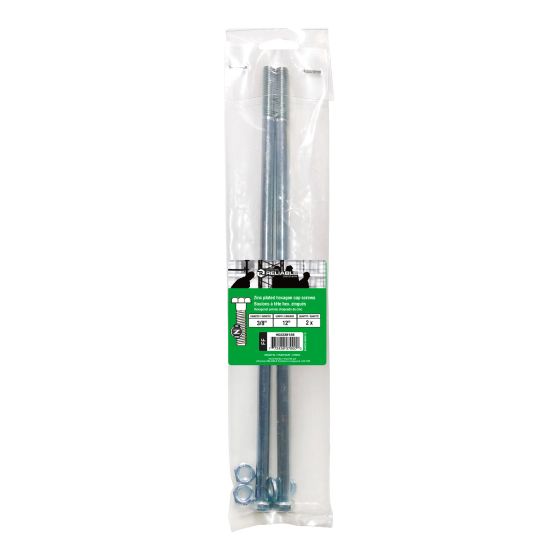 Bolts with Nuts & Washers - 3/8" x 12" - Grade 2 - 2/Pkg