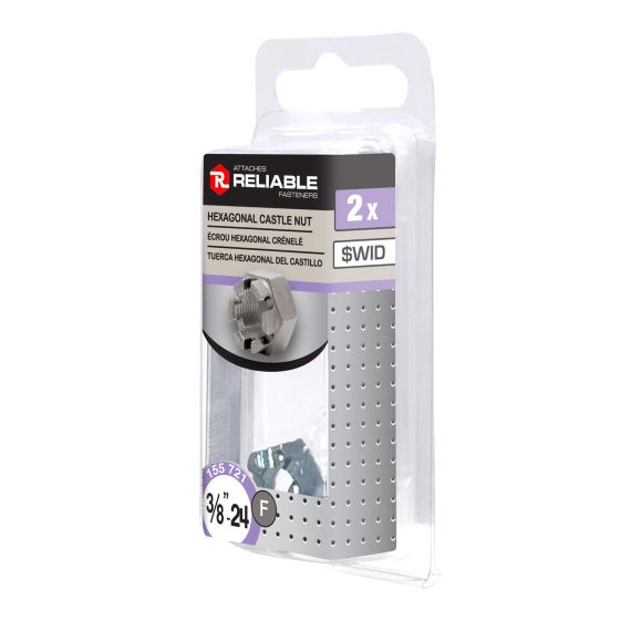 Hexagonal Castle Nuts - 3/8-24 - Zinc Plated - 2 Pack
