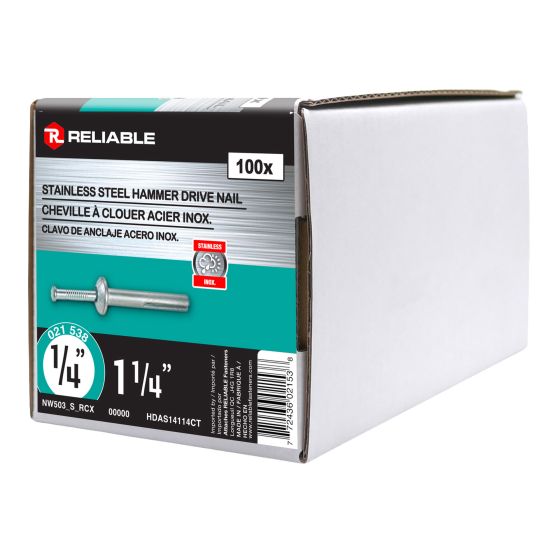 Drive Nail Anchor - 1/4" x 1-1/4" - 100 Pack