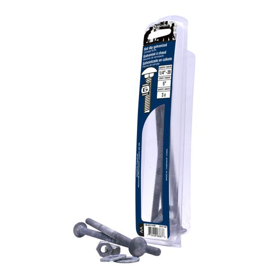 Carriage Bolts - 1/4" x 5" - Hot-Dip Galvanized - 3/Pkg