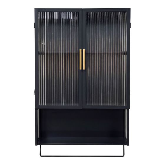 Pharmacie avec porte-serviette, 19 3/4" x 31 1/2", noir