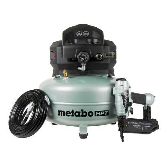 Compresseur 6 gallons, sans huile, cloueuse calibre 18