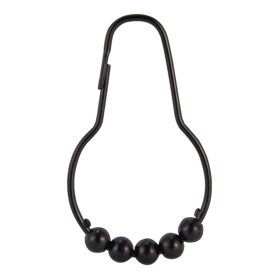 Shower Curtain Hooks - 1.5" x 2.83" - Black - 12/Pkg