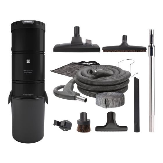 Central Vacuum Kit - 695 Air Watts - Self-Cleaning HEPA