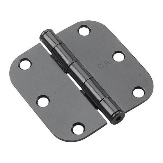 Penture de porte, coins ronds, noir, 3"