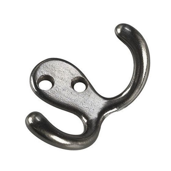 Crochet double de 3" pour garde-robe/penderie, nickel antique, 72 mm x 49 mm