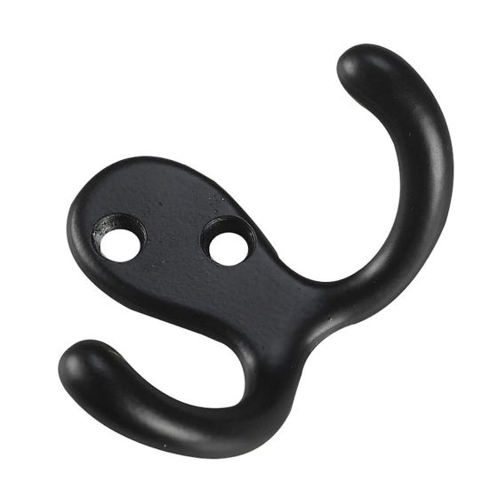Crochet double de 3" pour garde-robe/penderie, noir, 72 mm x 49 mm