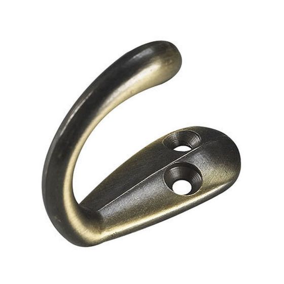 Crochet simple pour garde-robe ou penderie 1-3/4", laiton antique, 18 mm x 46 mm
