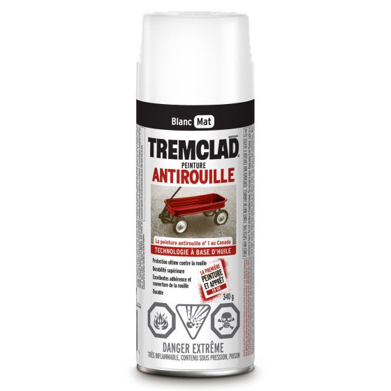 Oil Based Rust Paint Aerosol Spray - Flat - White - 340 g