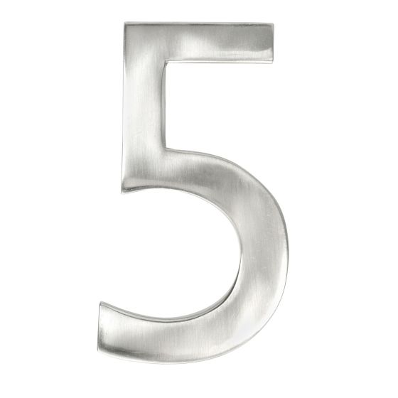 Modern house number #5 - Satin nickel - 4"
