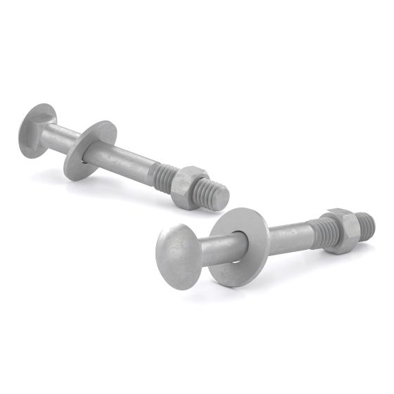 Carriage Bolts with Nut and Washer, Pan Head - Hot-Dip Galvanized Steel - 4" - 2/Pkg