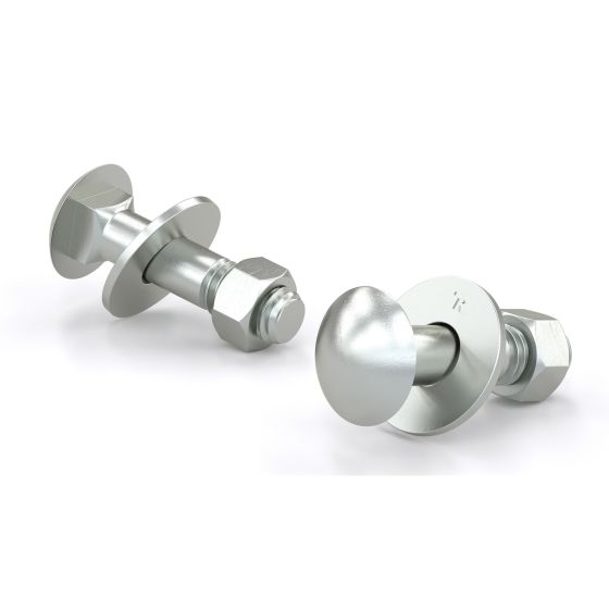 Carriage Bolts with Nut and Washer, Pan Head - Zinc - 2 1/2" - 2/Pkg