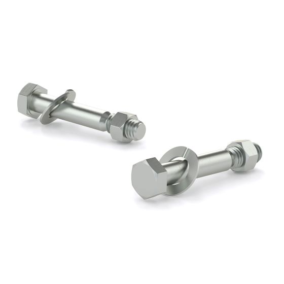 Hex Head Bolts with Nut and Washer - Grade 2 - Zinc - 5" - 2/Pkg
