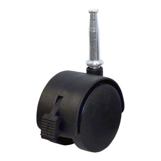 Dual-wheel furniture caster with brake - Model: Wood stem - 2"