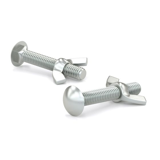 Boulons de carrosserie à tête ronde avec écrou papillon, 3", 45/pqt
