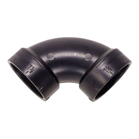 Coude 90° en ABS DWV, long, 1 1/2", femelle, noir