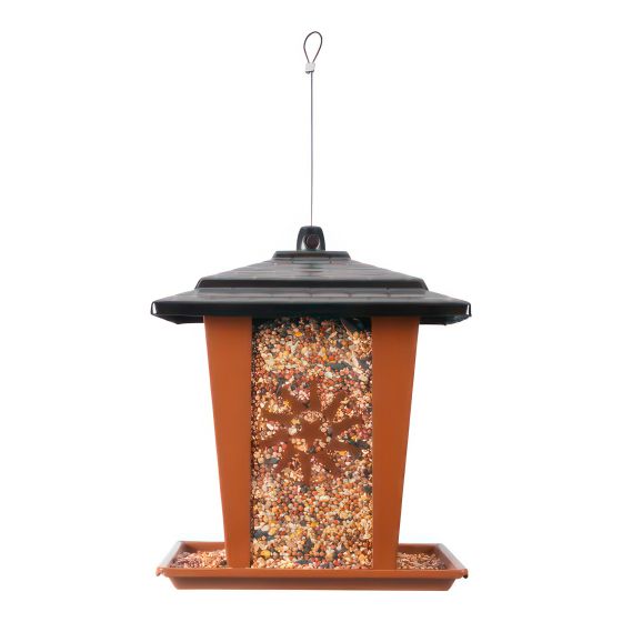 Sun & Star Lantern Bird Feeder - 3 lb - Matte Black/Brown