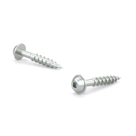 Vis à bois, tête blanche ronde avec rondelle, 1 1/2", 100/pqt