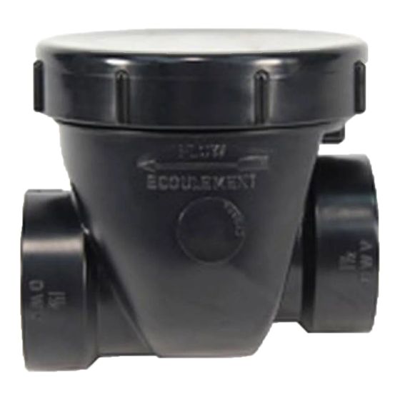 ABS-Backwater Valve - 2" - Hub - Black