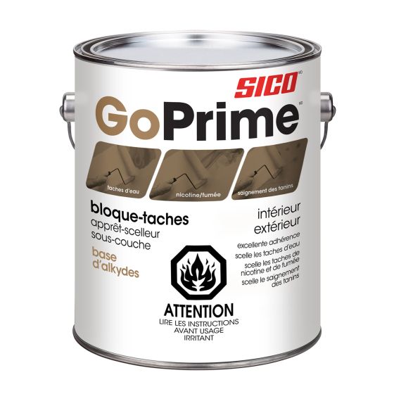 Apprêt-scelleur sous-couche GoPrime, bloque-taches, base d'alkydes, intérieur, extérieur, blanc
