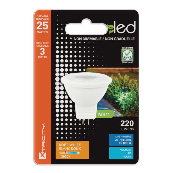 Ampoule halogène, MR11, blanc doux, 3 W