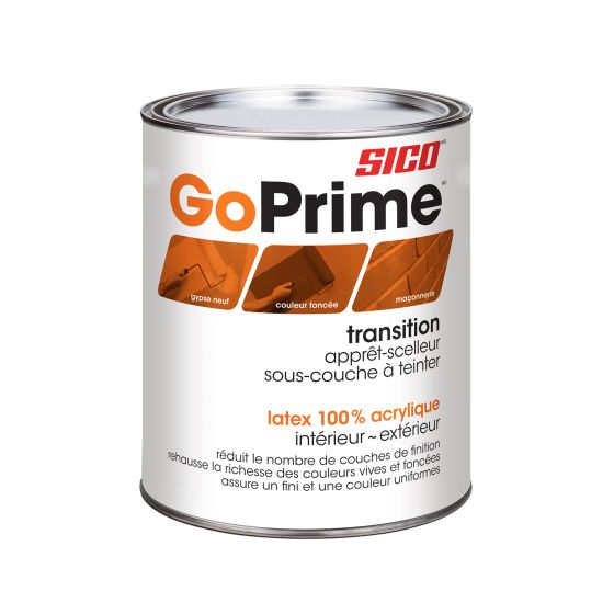 GoPrime Tintable Primer-Sealer Undercoater - Transition - 100% Acrylic Latex - Interior - Exterior - White - 946 ml