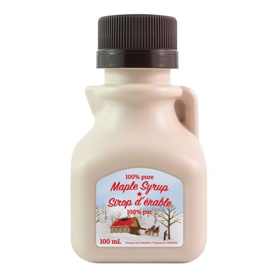 Plastic maple syrup jug, square shaped