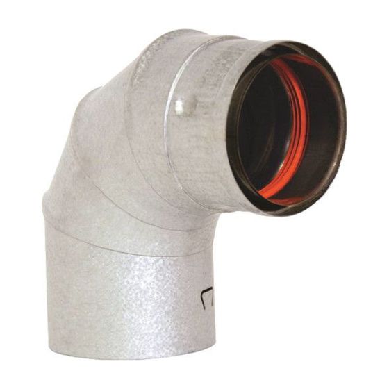 Coude 90° pour poêle à granules, gris, 4"