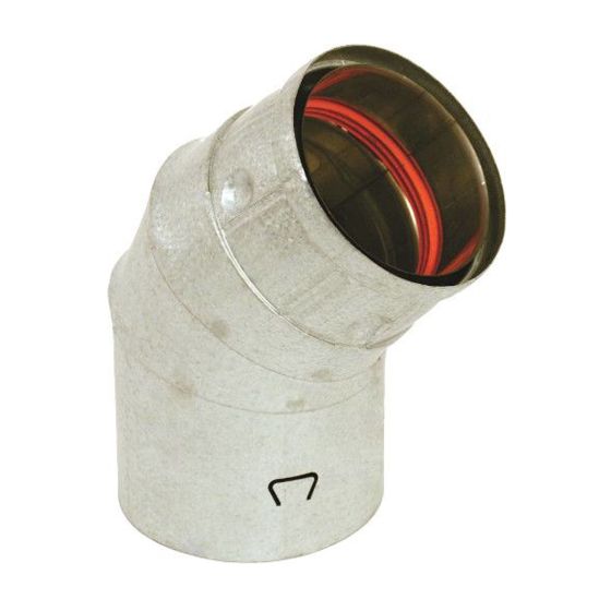 Coude 45° pour poêle à granules, 4"