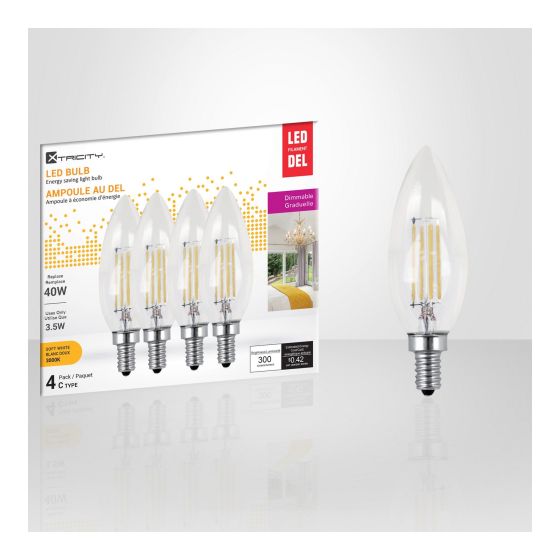 Lightbulb - LED - Vintage - Soft White - E12 - 3.5 W - 4/Pack