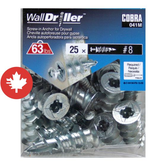 WallDriller Zinc #8L (+ Screws) Anchors (25)