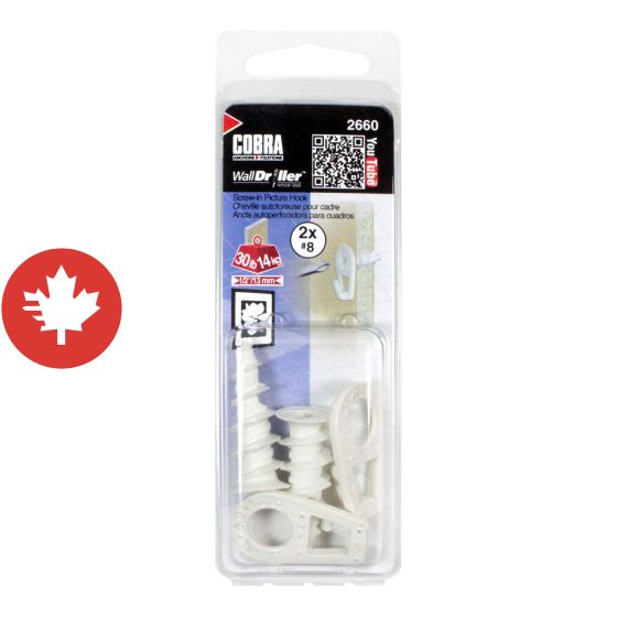 WallDriller Picture Hook Anchors Large White - Nylon (2)