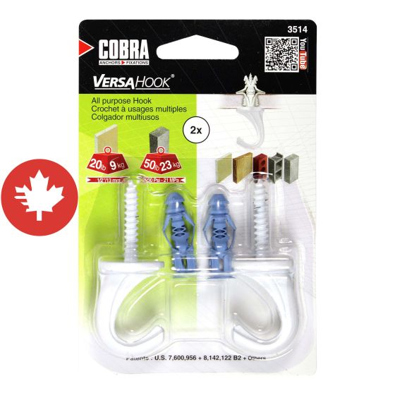 VersaHook with TripleGrip #10 Anchors Small White (2)