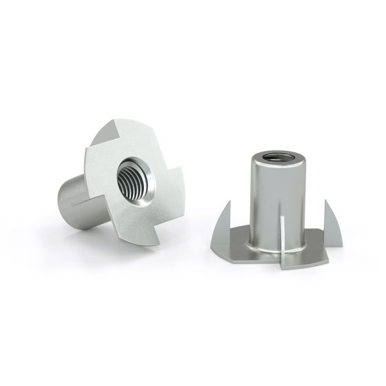 T-nut with Four Prongs − Zinc - 1/4" - 25/Pkg