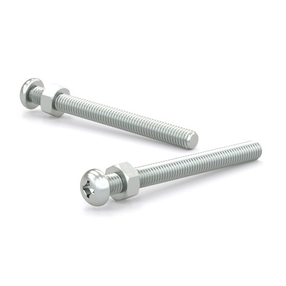 Zinc Plated Machine Screws with Nut - Pan Head - 2 1/2" - 6/Pkg