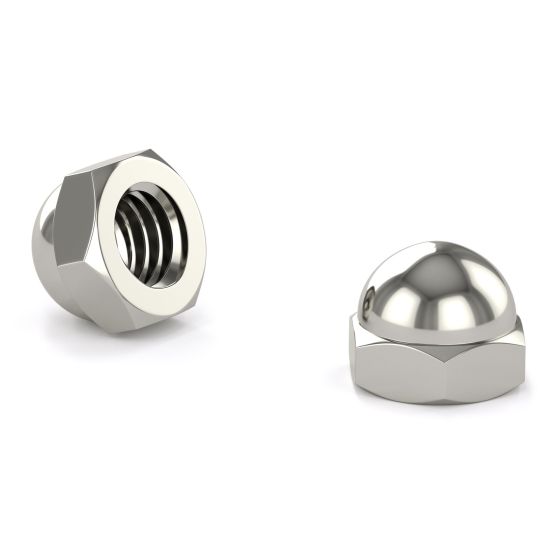 Hexagonal acorn cap nut - Nickel - #8 - 6/Pkg