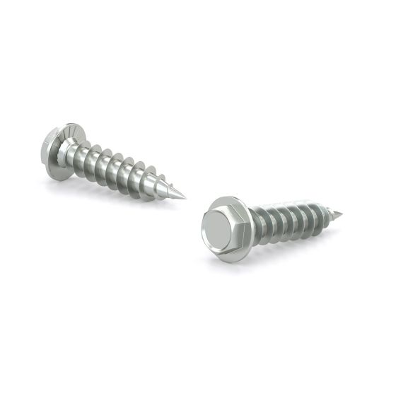 Metal Screws - Hex Head with Washer and Serration - 3/8" - 100/Pkg