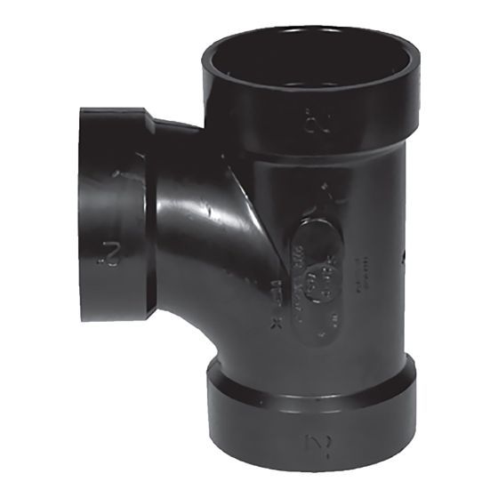 Té sanitaire ABS DWV, 4" x 4" x 3", femelle, noir